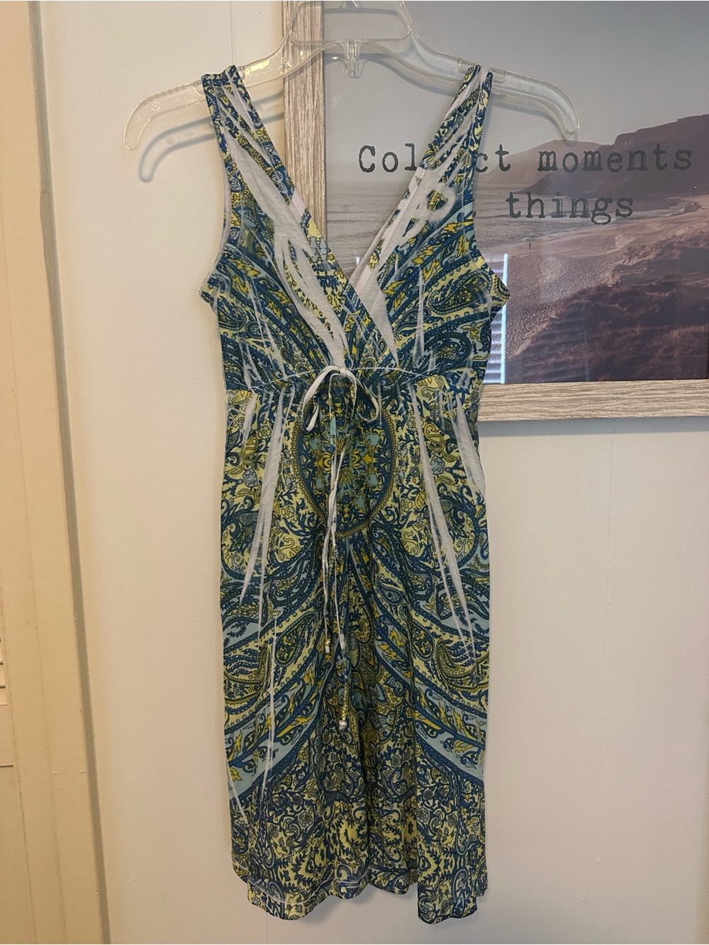 Size Small InGear Blue and Green Paisley V Neck Sundress